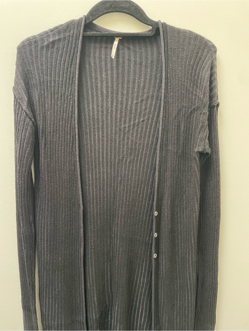 Free People Long Black Ribbed Cardigan - Picture 8 of 8